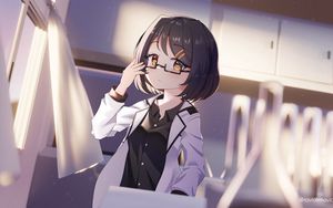 Preview wallpaper girl, glasses, scientist, anime, art