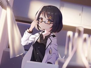 Preview wallpaper girl, glasses, scientist, anime, art