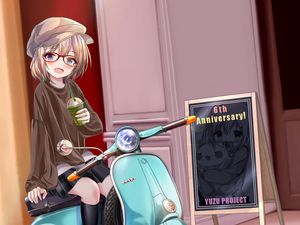 Preview wallpaper girl, glasses, scooter, anime, art