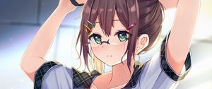 Preview wallpaper girl, glasses, shirt, anime, art