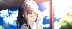 Preview wallpaper girl, glasses, skirt, uniform, anime