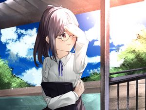 Preview wallpaper girl, glasses, skirt, uniform, anime