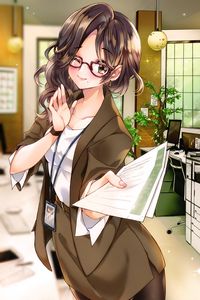 Preview wallpaper girl, glasses, smile, costume, anime