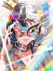 Preview wallpaper girl, glasses, smile, anime, art, bright