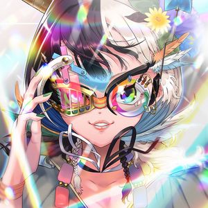 Preview wallpaper girl, glasses, smile, anime, art, bright