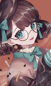Preview wallpaper girl, glasses, smile, bows, anime