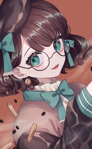 Preview wallpaper girl, glasses, smile, bows, anime