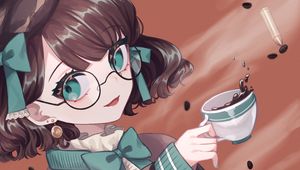 Preview wallpaper girl, glasses, smile, bows, anime