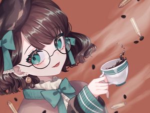 Preview wallpaper girl, glasses, smile, bows, anime