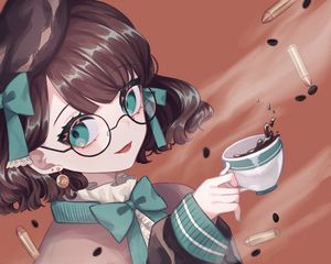 Preview wallpaper girl, glasses, smile, bows, anime