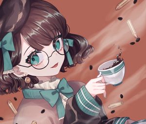 Preview wallpaper girl, glasses, smile, bows, anime