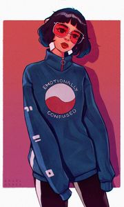 Preview wallpaper girl, glasses, style, art