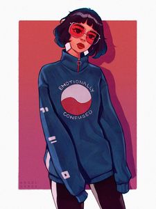 Preview wallpaper girl, glasses, style, art