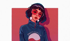 Preview wallpaper girl, glasses, style, art