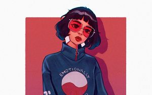 Preview wallpaper girl, glasses, style, art