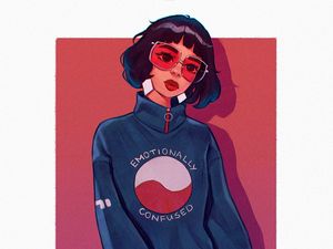 Preview wallpaper girl, glasses, style, art