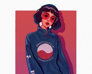 Preview wallpaper girl, glasses, style, art