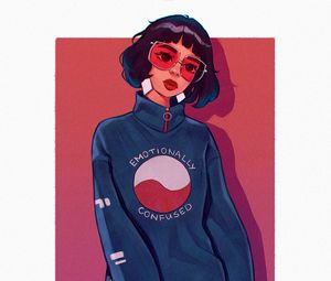 Preview wallpaper girl, glasses, style, art