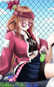 Preview wallpaper girl, glasses, style, graffiti, anime