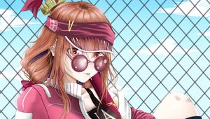 Preview wallpaper girl, glasses, style, graffiti, anime