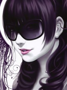 Preview wallpaper girl, glasses, style, vector