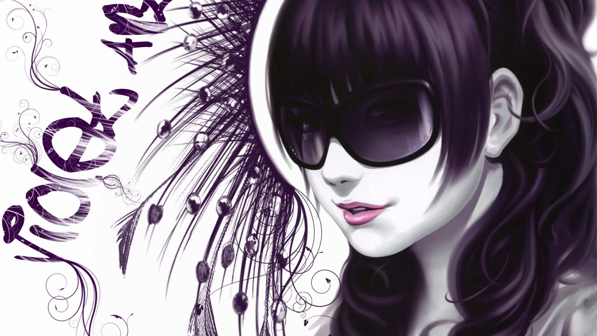 Download wallpaper 1920x1080 girl, glasses, style, vector full hd, hdtv