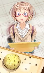 Preview wallpaper girl, glasses, surprise, anime, art