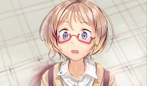 Preview wallpaper girl, glasses, surprise, anime, art