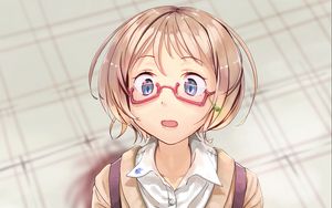 Preview wallpaper girl, glasses, surprise, anime, art