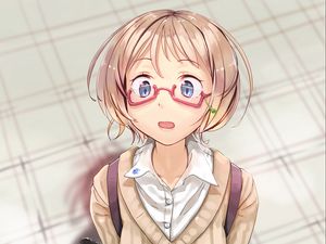 Preview wallpaper girl, glasses, surprise, anime, art