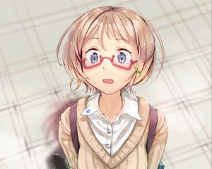 Preview wallpaper girl, glasses, surprise, anime, art