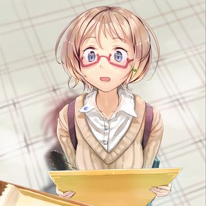 Preview wallpaper girl, glasses, surprise, anime, art