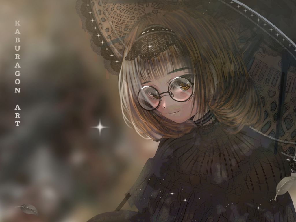 Download wallpaper 1024x768 girl, glasses, umbrella, vintage, anime  standard 4:3 hd background