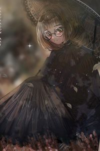 Preview wallpaper girl, glasses, umbrella, vintage, anime