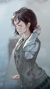 Preview wallpaper girl, glasses, vest, anime, art