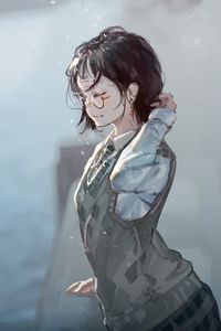 Preview wallpaper girl, glasses, vest, anime, art