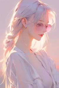 Preview wallpaper girl, glasses, white, art, anime