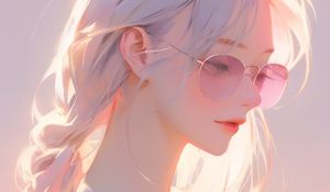 Preview wallpaper girl, glasses, white, art, anime