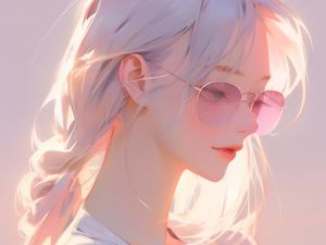 Preview wallpaper girl, glasses, white, art, anime