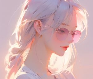 Preview wallpaper girl, glasses, white, art, anime