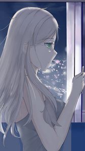 Preview wallpaper girl, glasses, window, anime