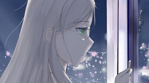 Preview wallpaper girl, glasses, window, anime