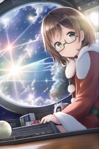Preview wallpaper girl, glasses, window, clouds, anime