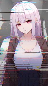 Preview wallpaper girl, glitch, interference, anime, art