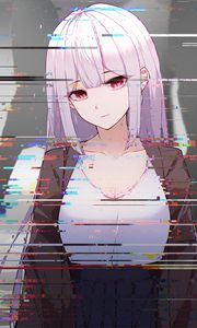 Preview wallpaper girl, glitch, interference, anime, art