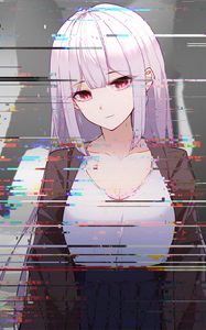 Preview wallpaper girl, glitch, interference, anime, art