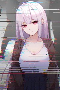 Preview wallpaper girl, glitch, interference, anime, art