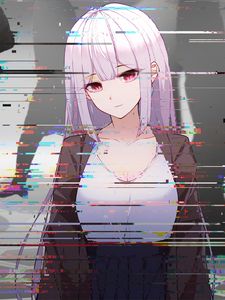 Preview wallpaper girl, glitch, interference, anime, art