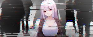Preview wallpaper girl, glitch, interference, anime, art