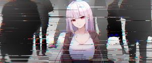 Preview wallpaper girl, glitch, interference, anime, art